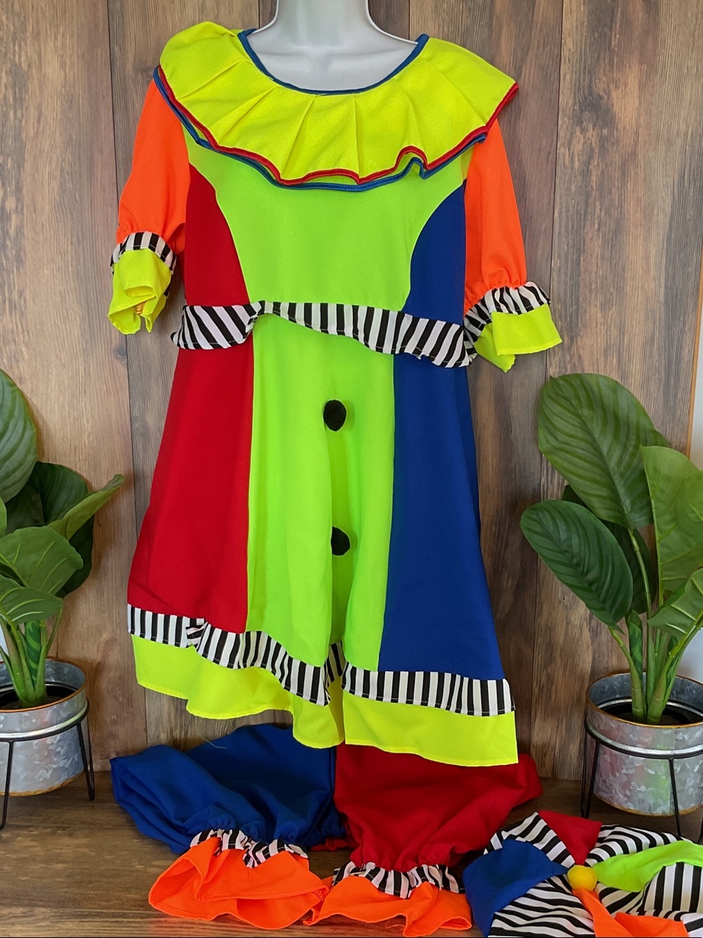 Funny Fashion Spanky Stripes Clown Olivia Costume Adult L    107F
